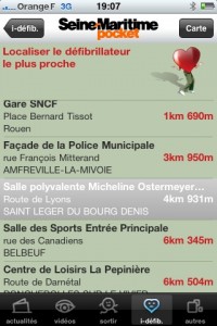 rechercher défibrilateur en seine maritime via un iPhone