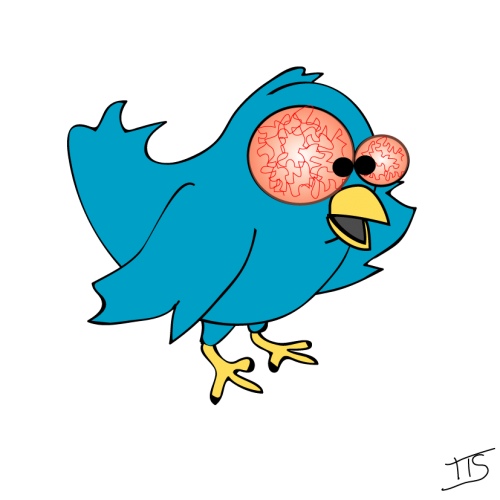 L'oiseau twitter avec une conjonctivite